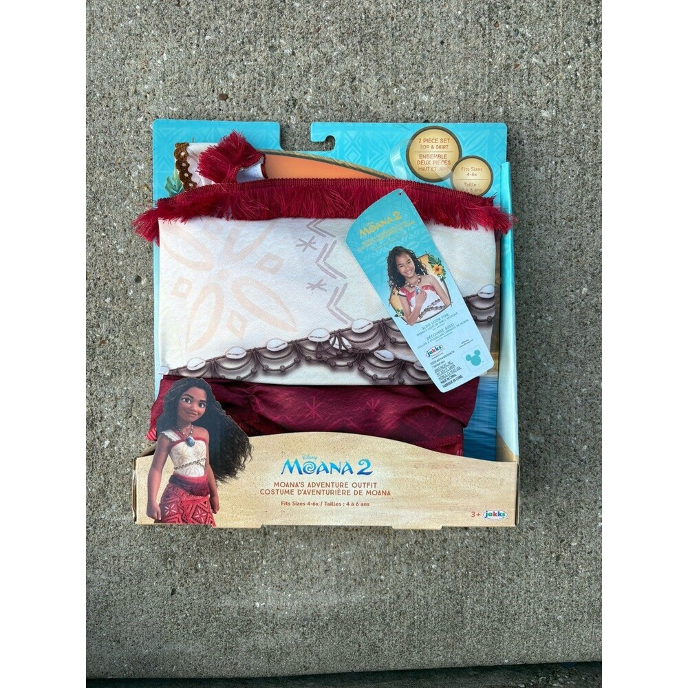 Disney Moana 2 Moana Adventure Outfit Costume Set Girls Toddler Size 4-6X